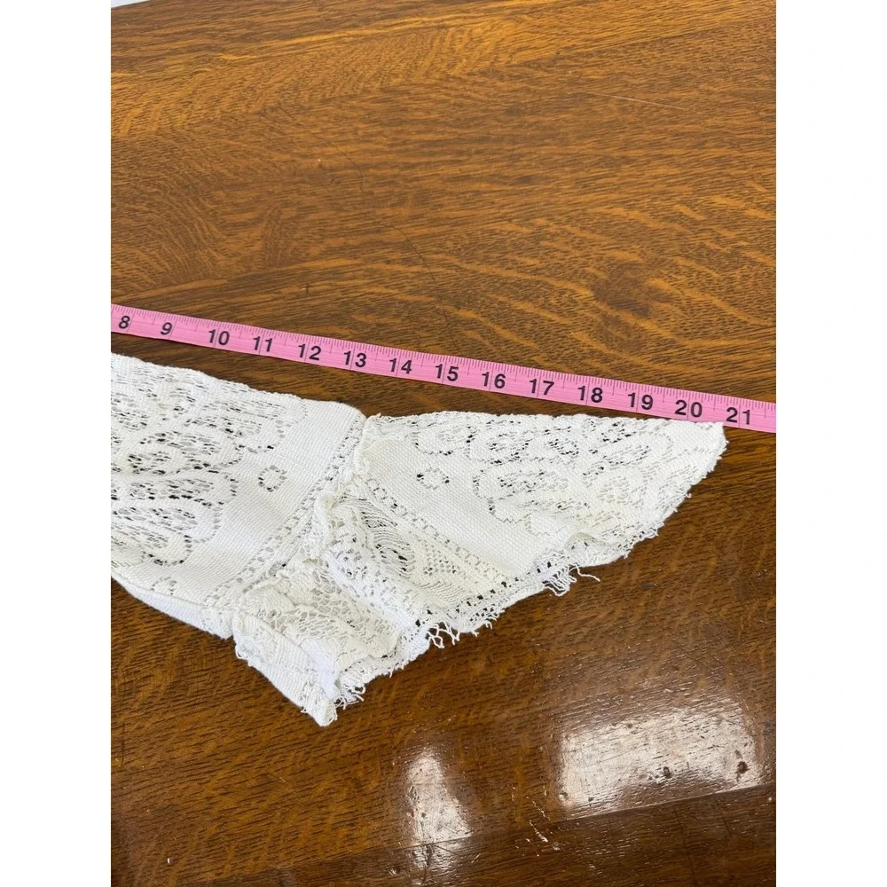 Free People Blouse Womens Medium White‎ Crochet Lace Sheer Boho 3/4 Sleeve Tunic